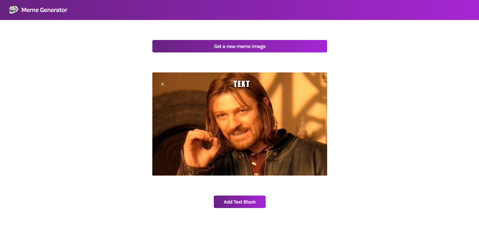 meme generator opening view